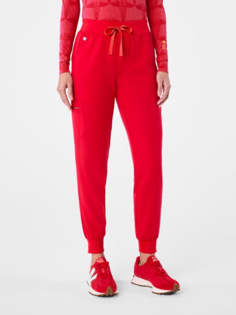 High-rise Zamora Jogger Scrub Pants - Pop Red - MR